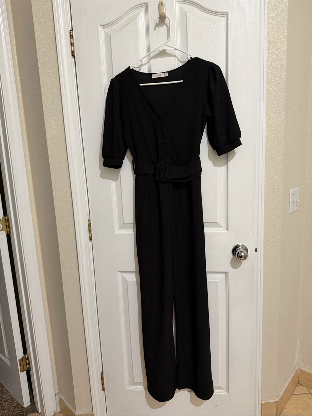 Mango Elegant Black Belted Jumpsuit